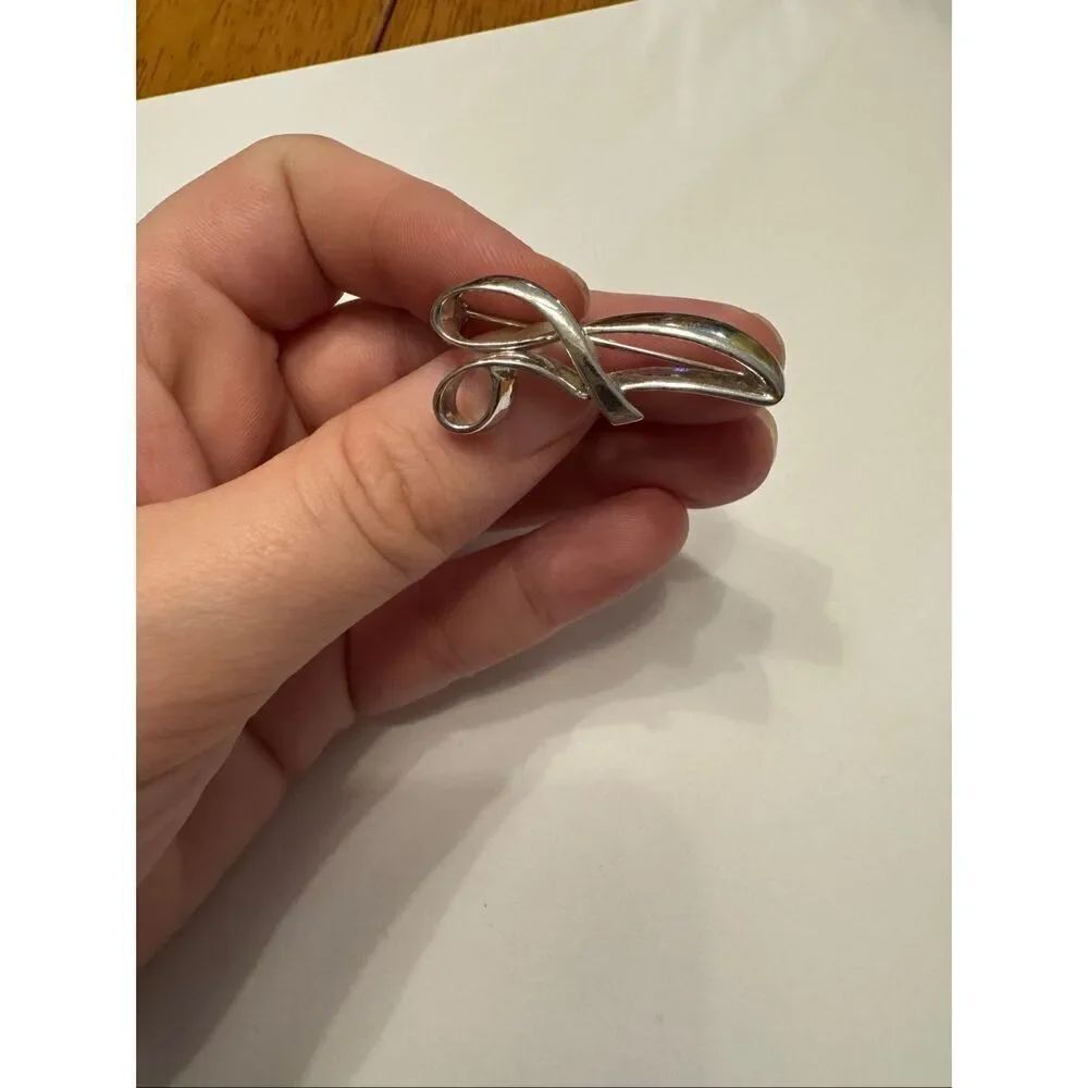 Vintage Sanah Abstract Silver-Tone Modernist Brooch – Mid Century Style
